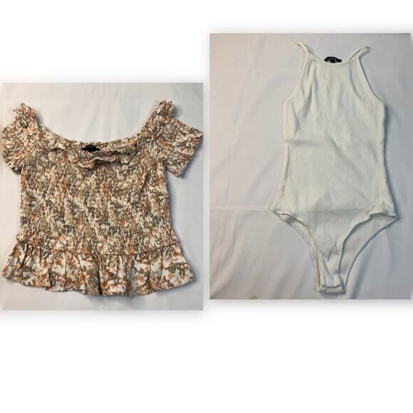 Forever21 and Ambiance Bodysuit Tank and Smocked Top Small - Picture 1 of 10